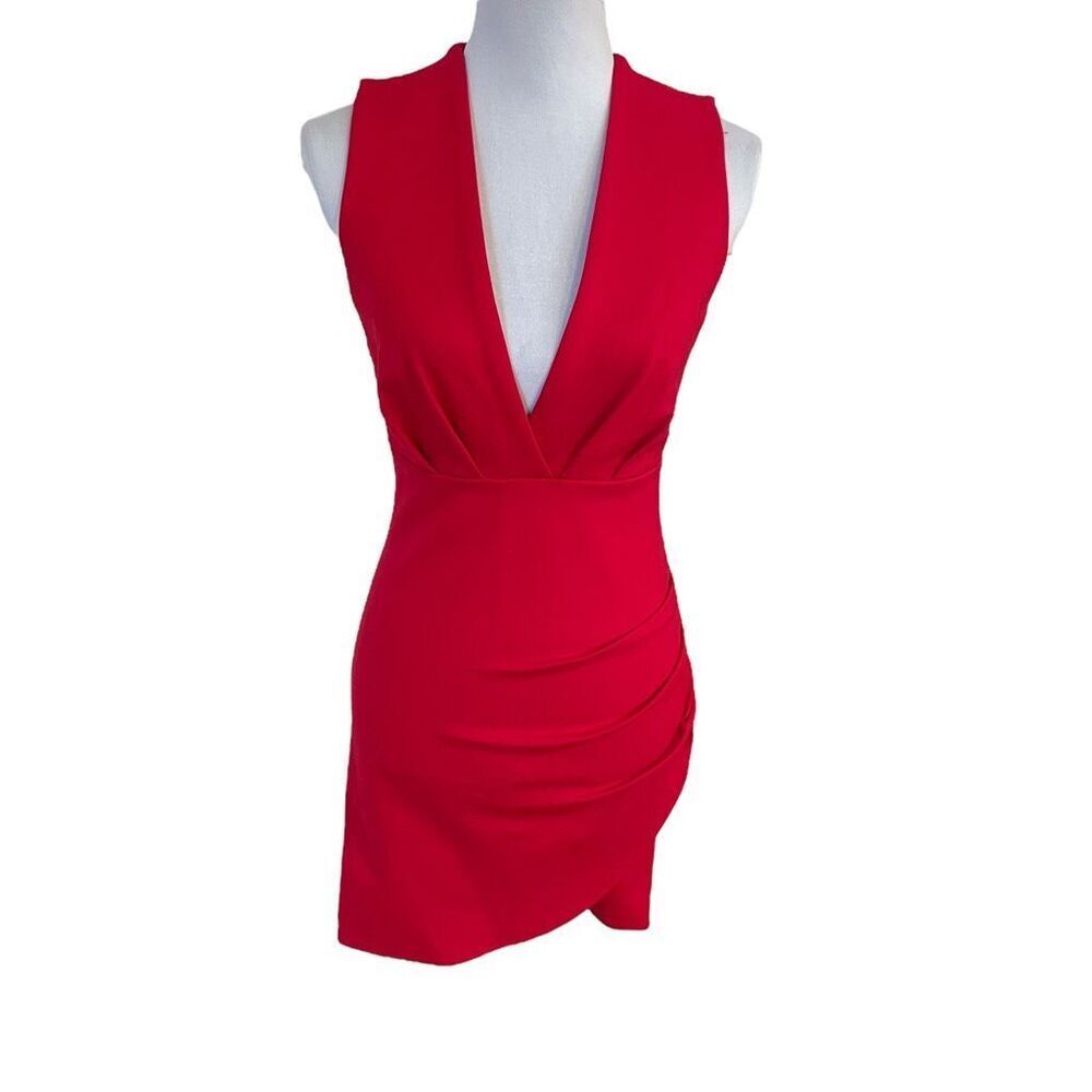 Lulus Cocktail Hour Red Wrap Dress Bodycon Mini Dress Size Small NWT!